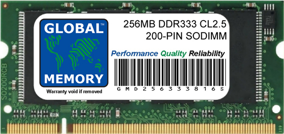 256MB DDR 333MHz PC2700 200-PIN SODIMM MEMORY RAM FOR TOSHIBA LAPTOPS/NOTEBOOKS